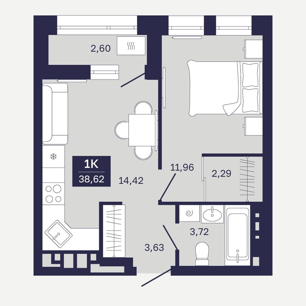 Планировка: Формат уточняется 38.6 м² в ЖК Дом на Ямской, Дом Обороны