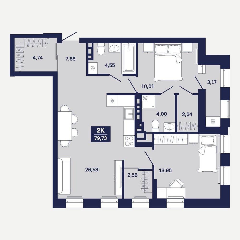Планировка: Формат уточняется 79.7 м² в ЖК Дом на Ямской, Дом Обороны