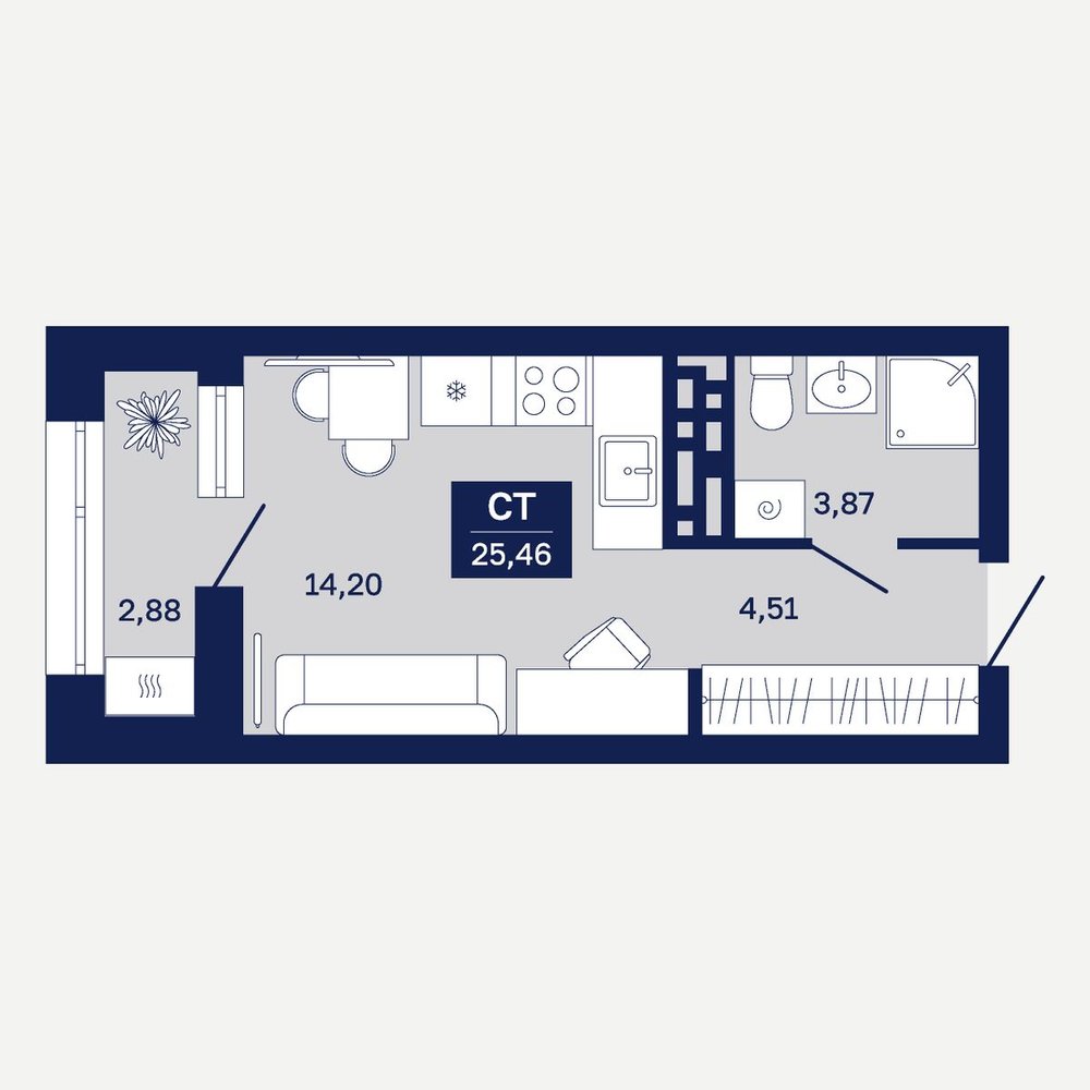 Планировка: Формат уточняется 25.5 м² в ЖК Дом на Ямской, Дом Обороны