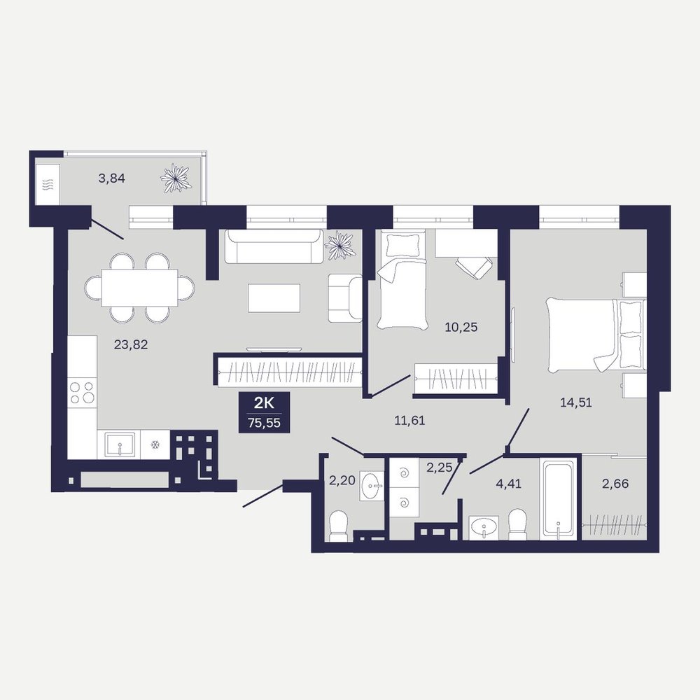 Планировка: Формат уточняется 75.5 м² в ЖК Дом на Ямской, Дом Обороны