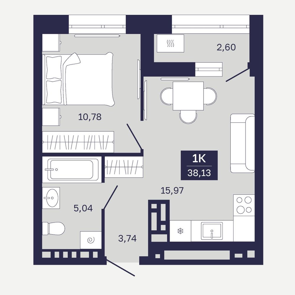 Планировка: Формат уточняется 38.1 м² в ЖК Дом на Ямской, Дом Обороны