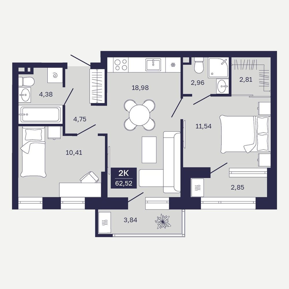 Планировка: Формат уточняется 62.5 м² в ЖК Дом на Ямской, Дом Обороны