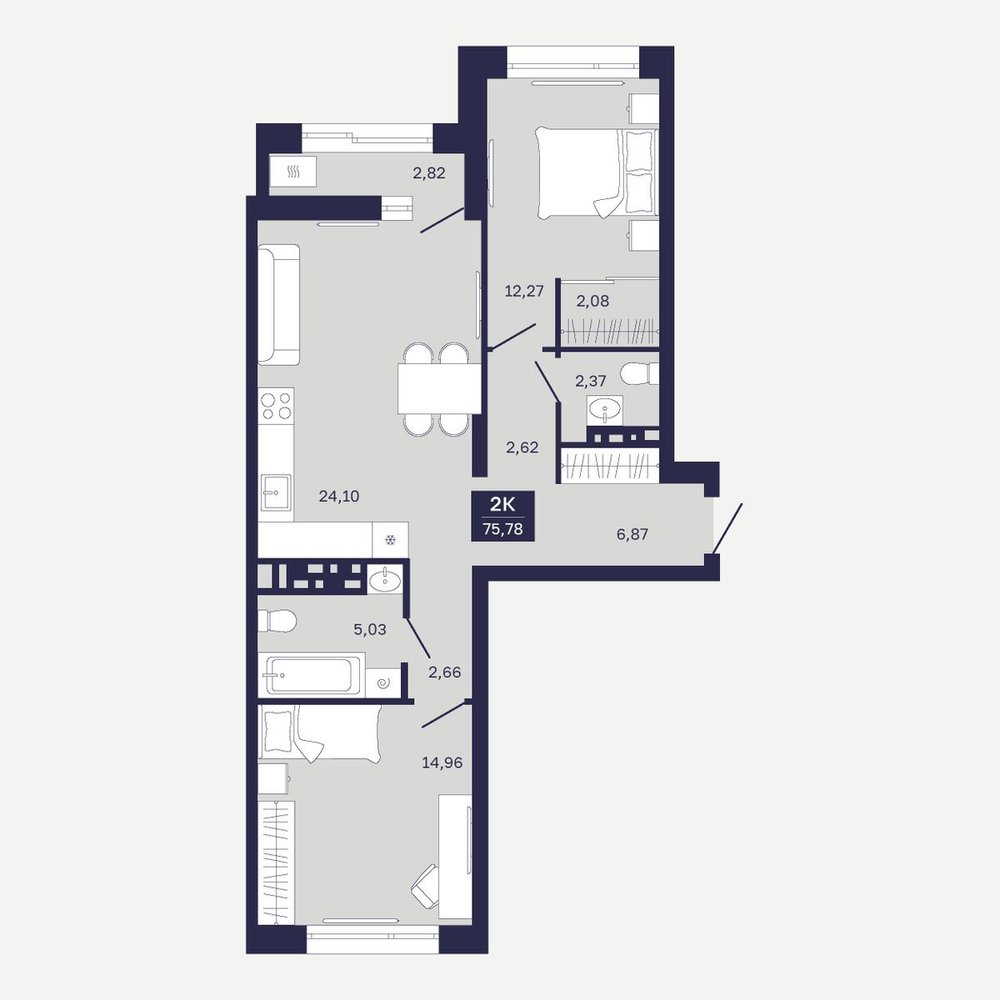 Планировка: Формат уточняется 75.8 м² в ЖК Дом на Ямской, Дом Обороны