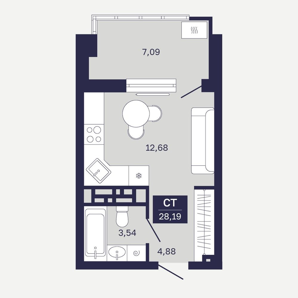 Планировка: Формат уточняется 28.2 м² в ЖК Дом на Ямской, Дом Обороны