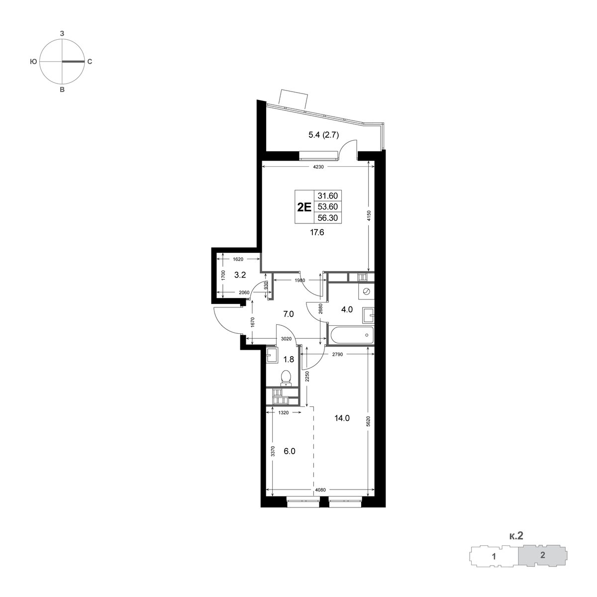 Планировка 2-комн.