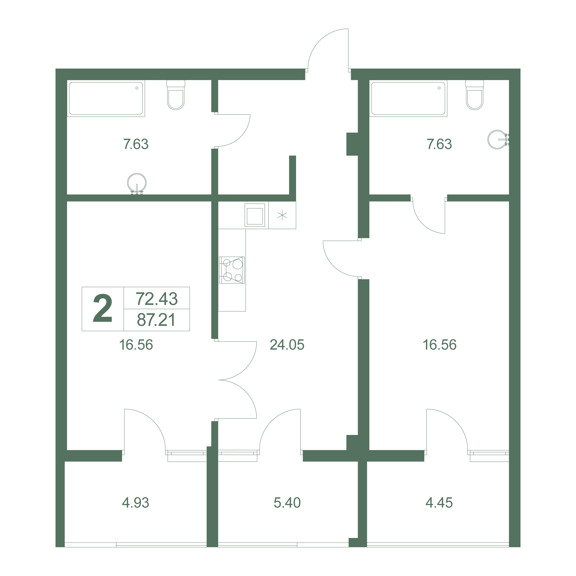 3-к, 89.8 м² · Резиденция Дарсан