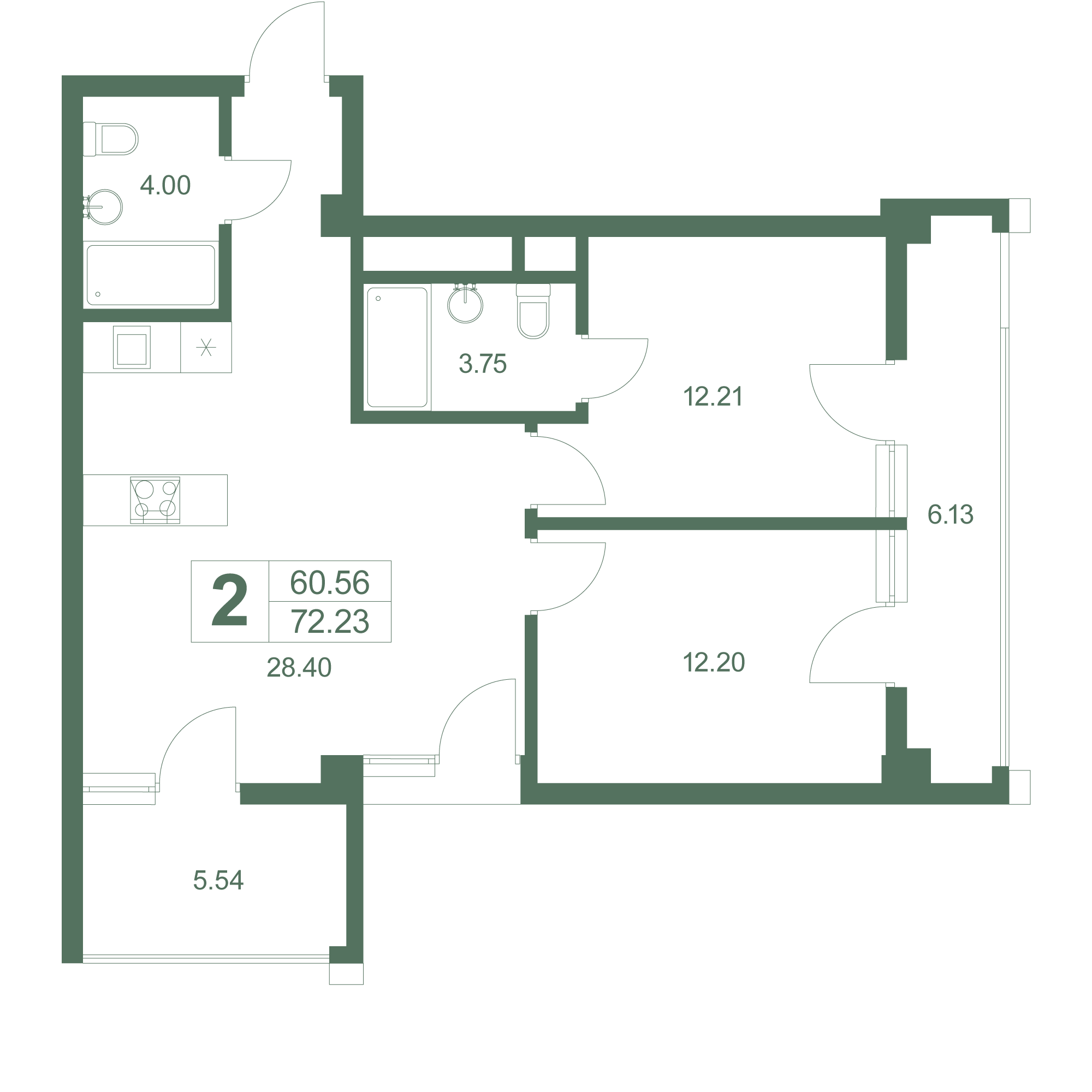3-к, 74.1 м² · Резиденция Дарсан
