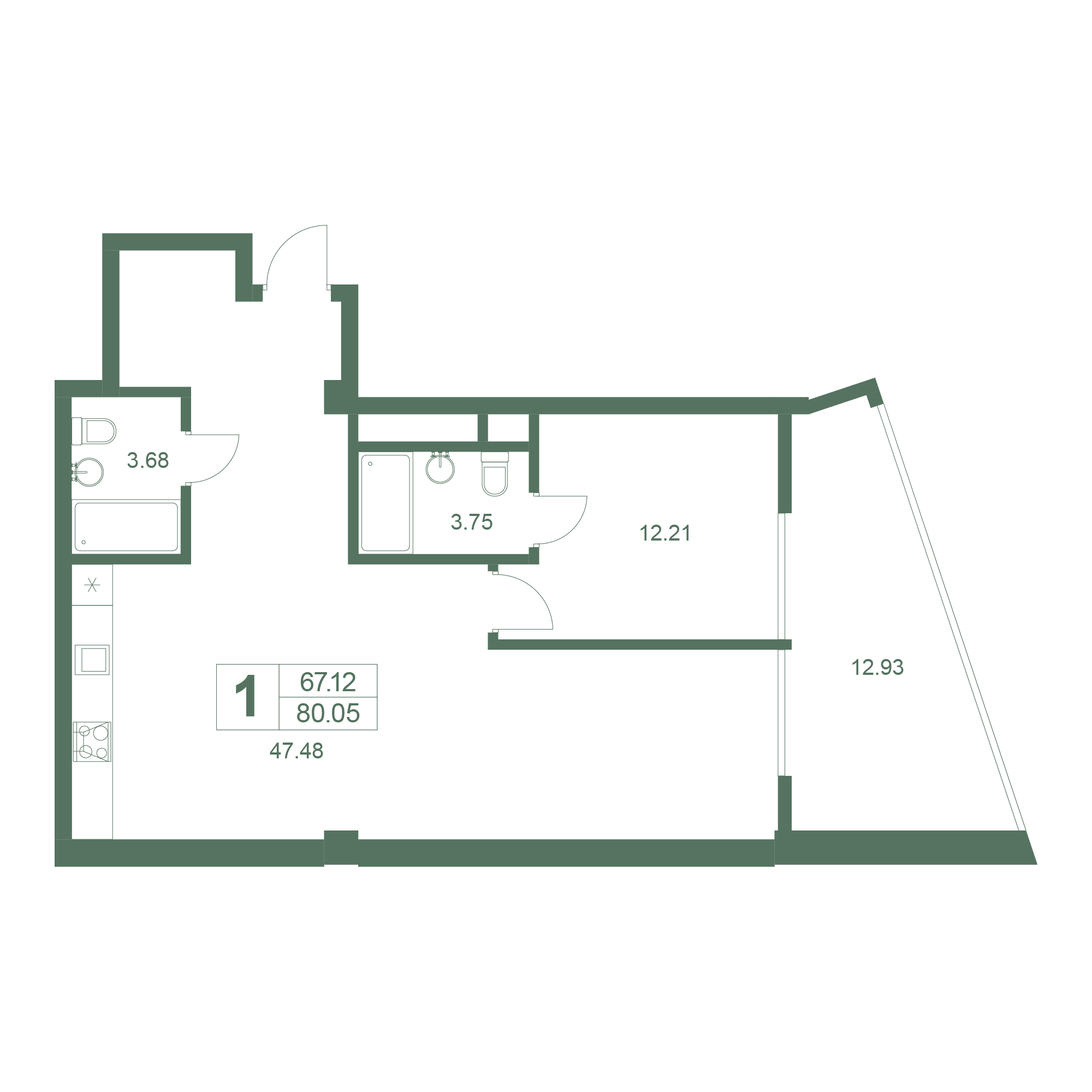 Студия, 80.05 м² · Резиденция Дарсан