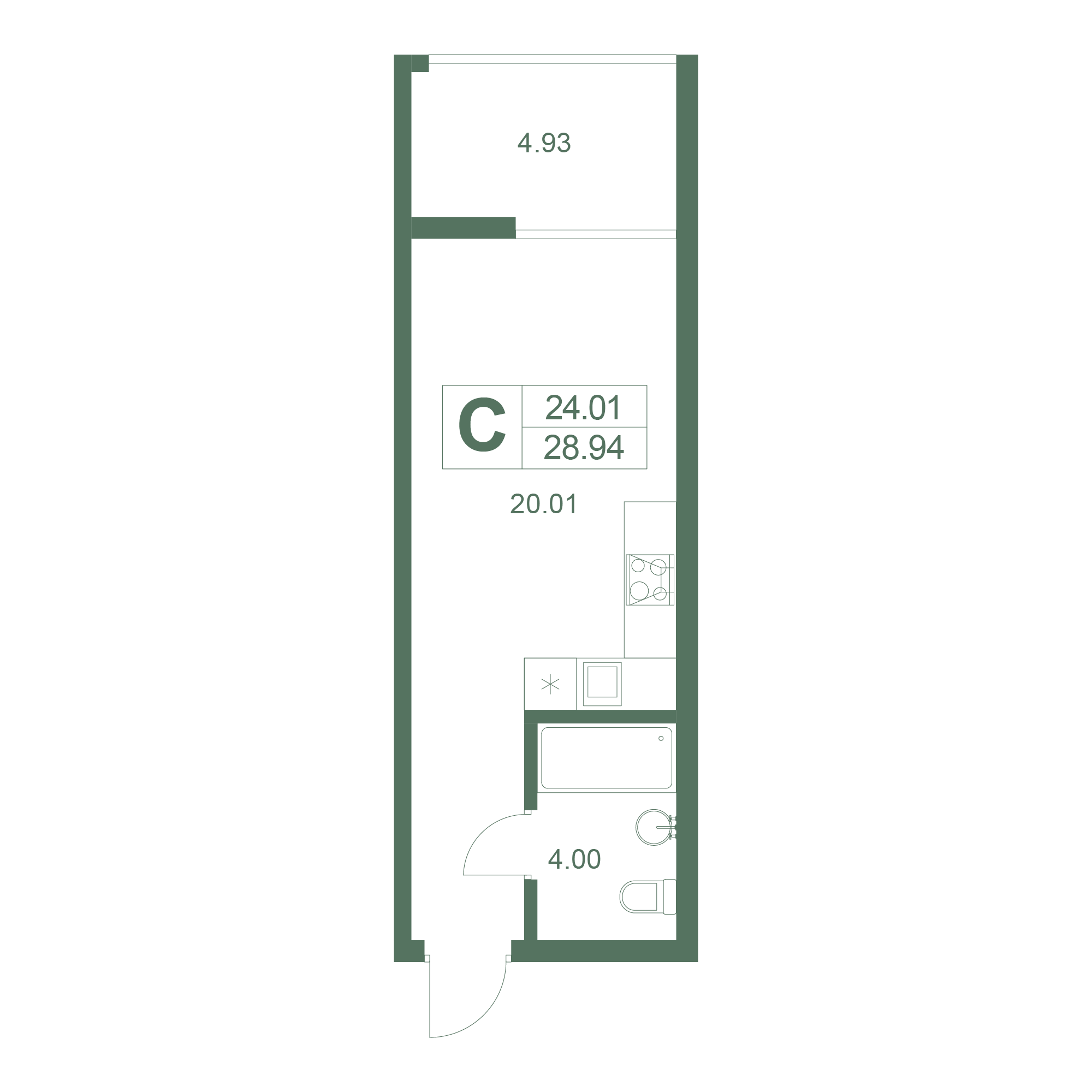 Студия, 28.94 м² · Резиденция Дарсан