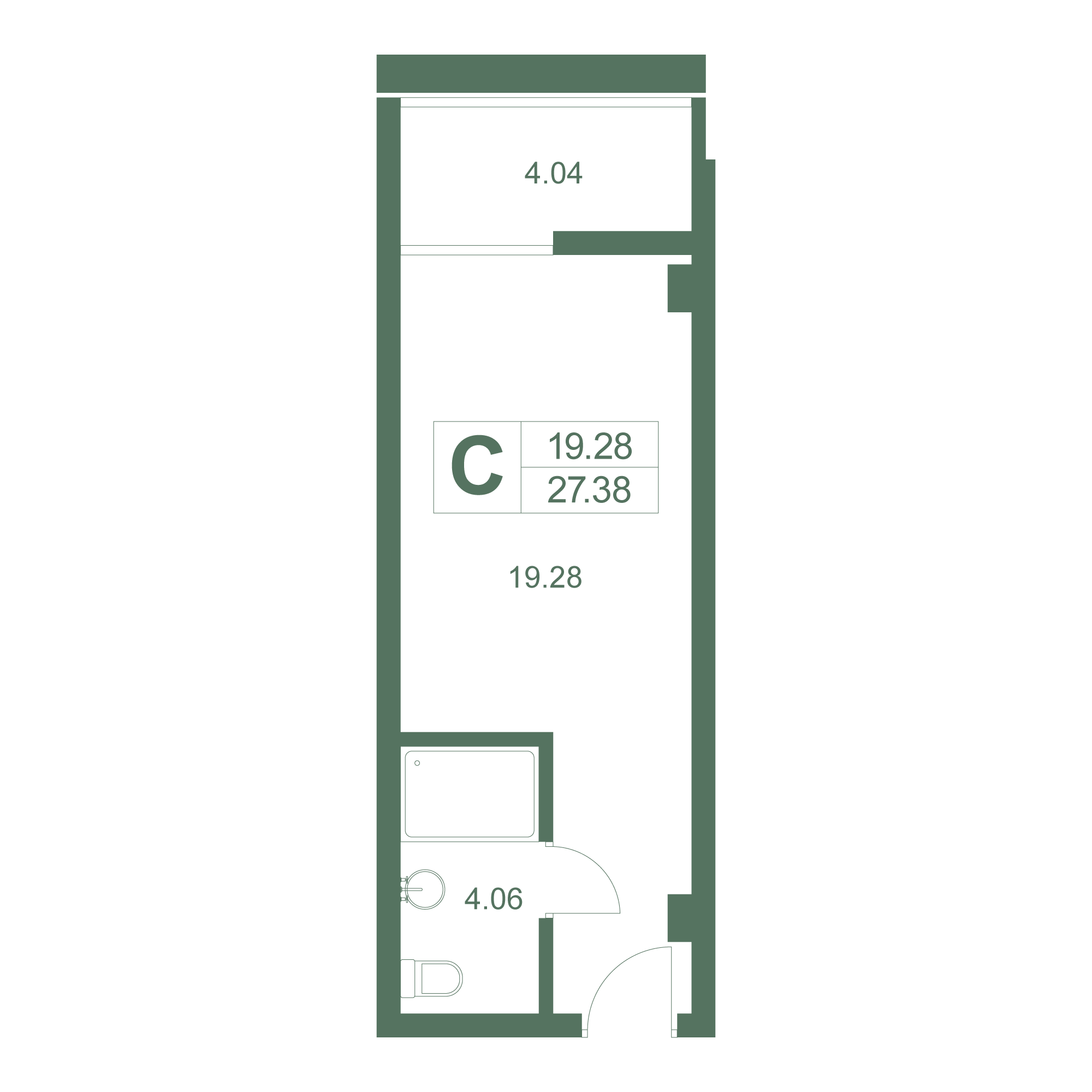 Студия, 27.36 м² · Резиденция Дарсан
