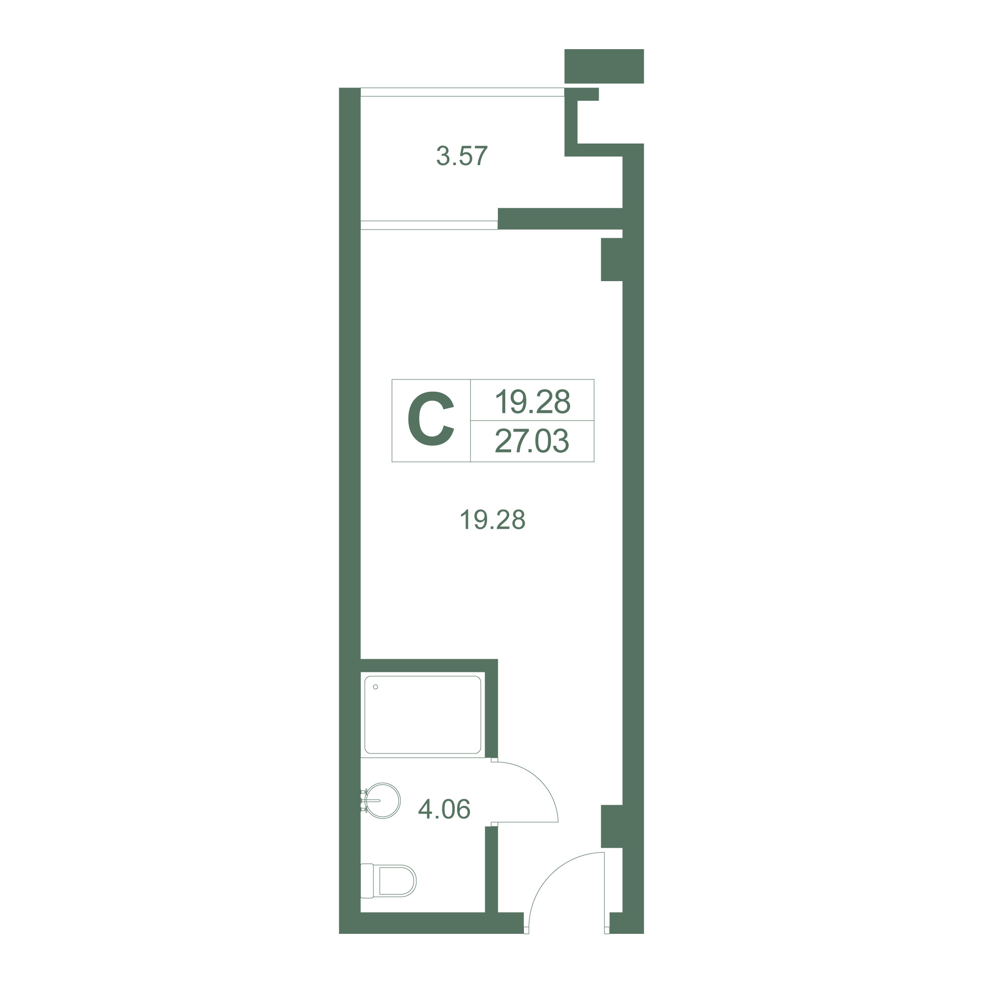 Студия, 26.9 м² · Резиденция Дарсан