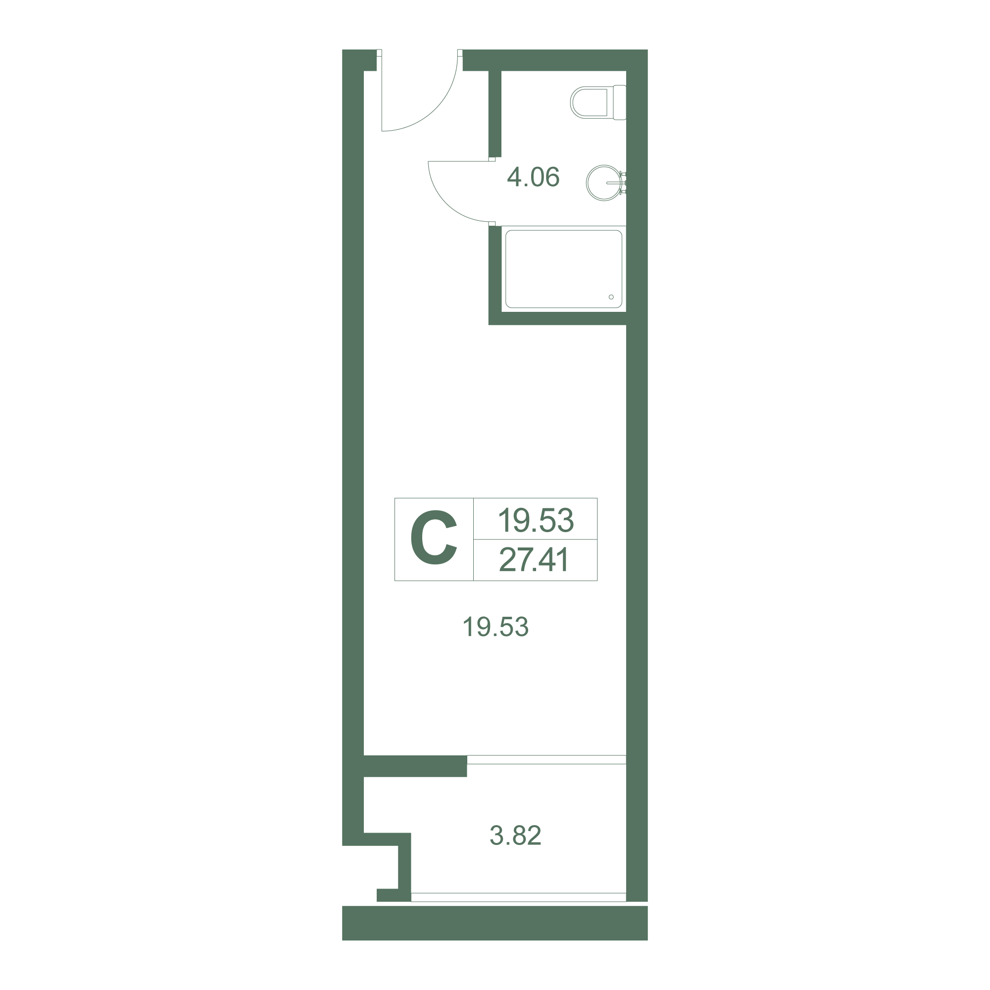 Студия, 26.88 м² · Резиденция Дарсан