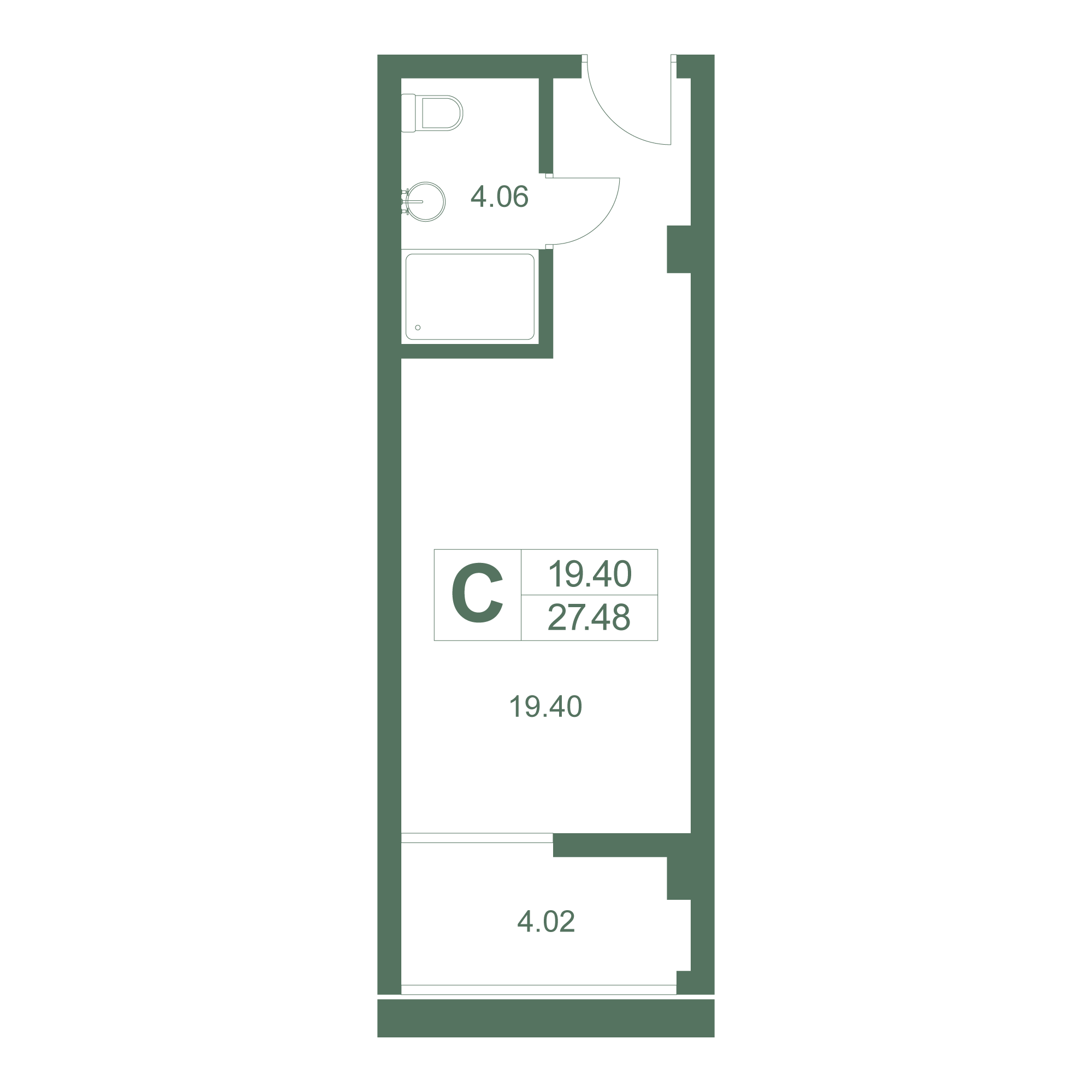 Студия, 27.48 м² · Резиденция Дарсан